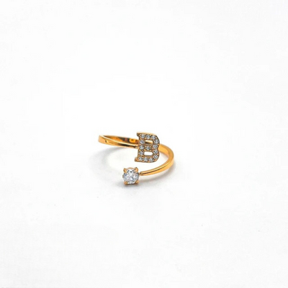 Rose Initial Rhinestone Ring