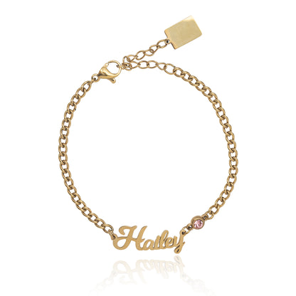 Harper Birthstone Personalized Name Bracelet