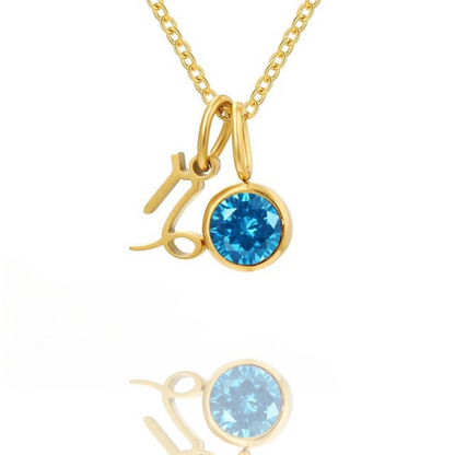 Leona Double Pendant Birthstone & Constellation Necklace