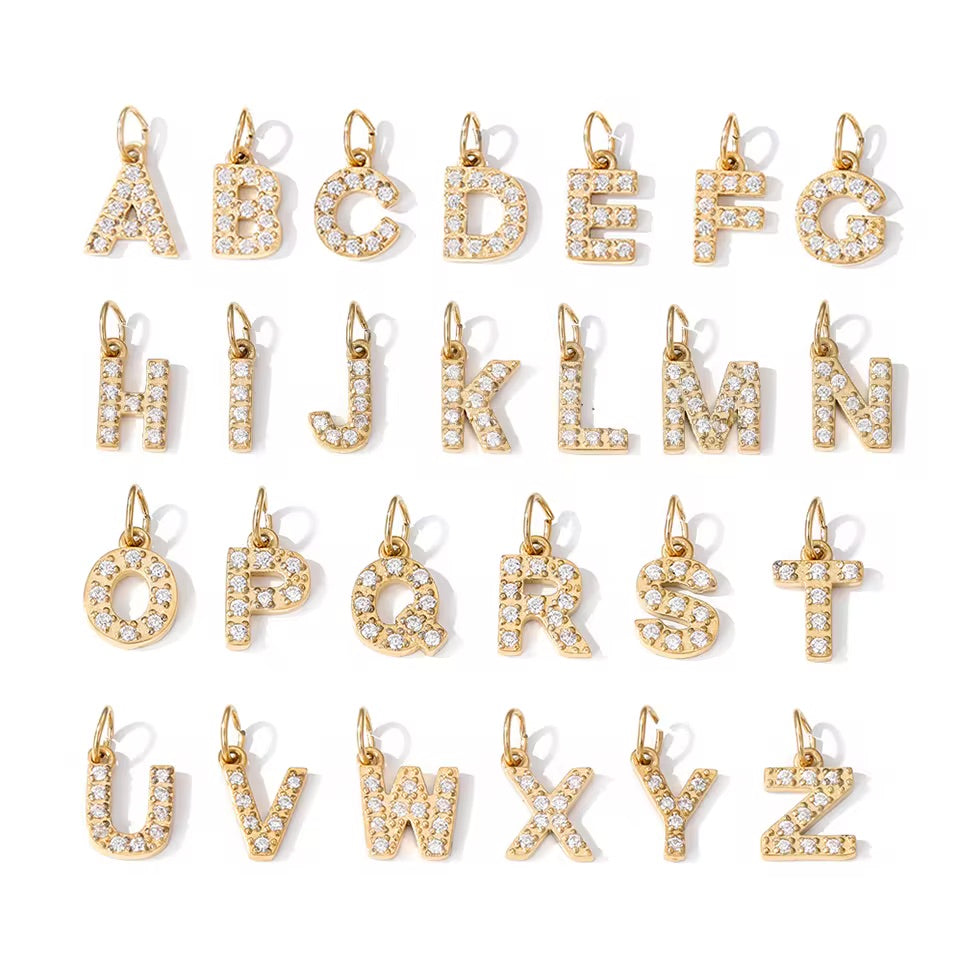 Audrey Rhinestone Initial Necklace