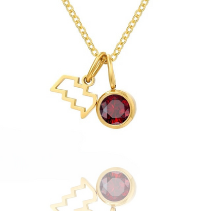 Leona Double Pendant Birthstone & Constellation Necklace