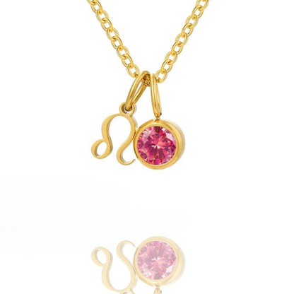 Leona Double Pendant Birthstone & Constellation Necklace