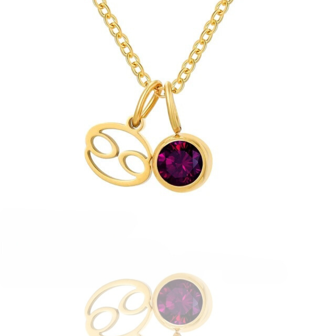 Leona Double Pendant Birthstone & Constellation Necklace