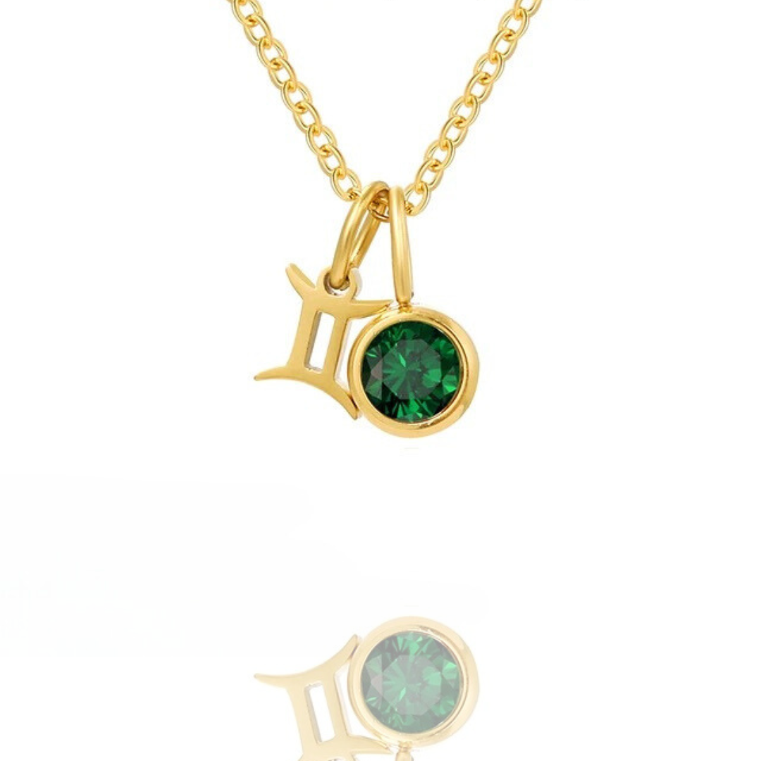 Leona Double Pendant Birthstone & Constellation Necklace