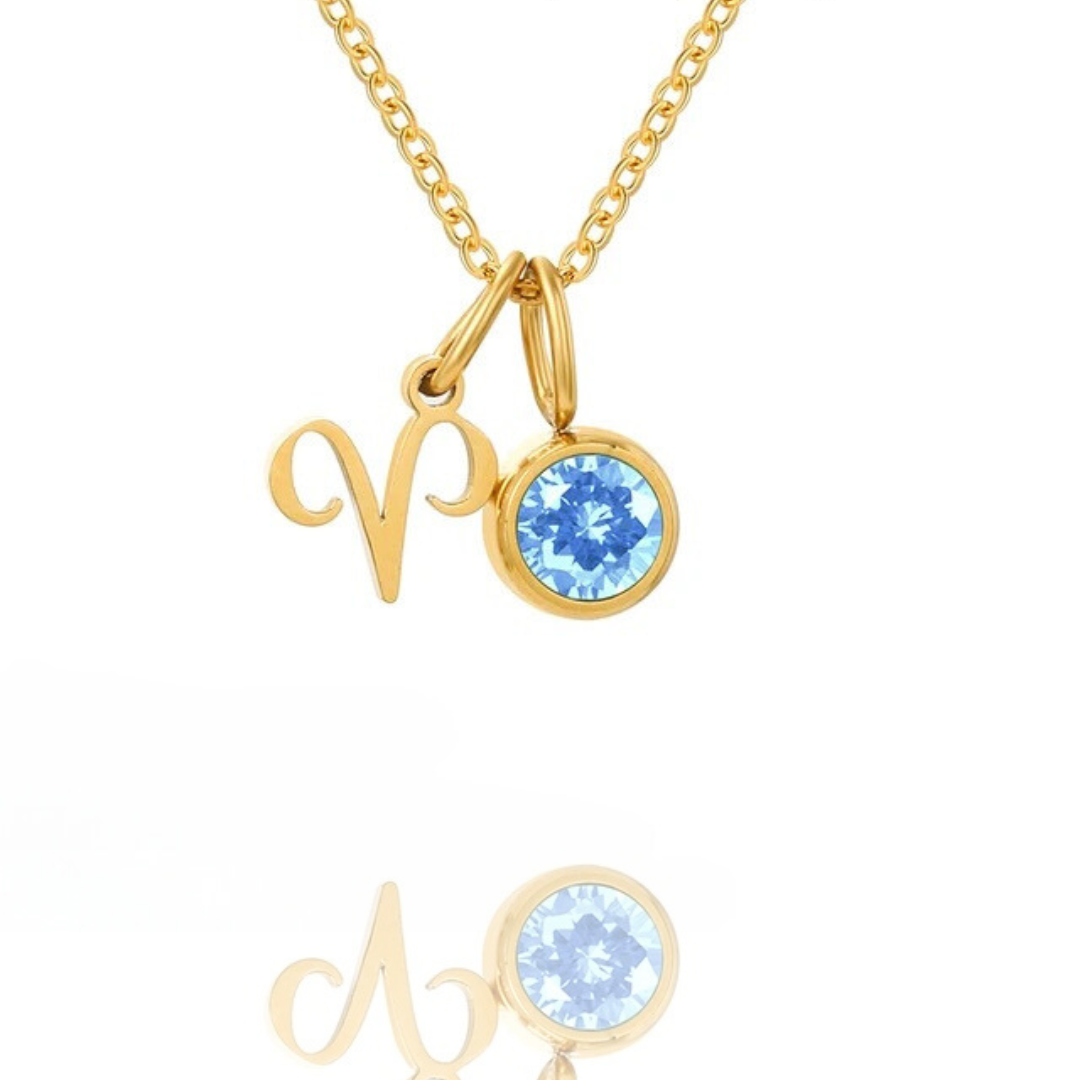 Leona Double Pendant Birthstone & Constellation Necklace