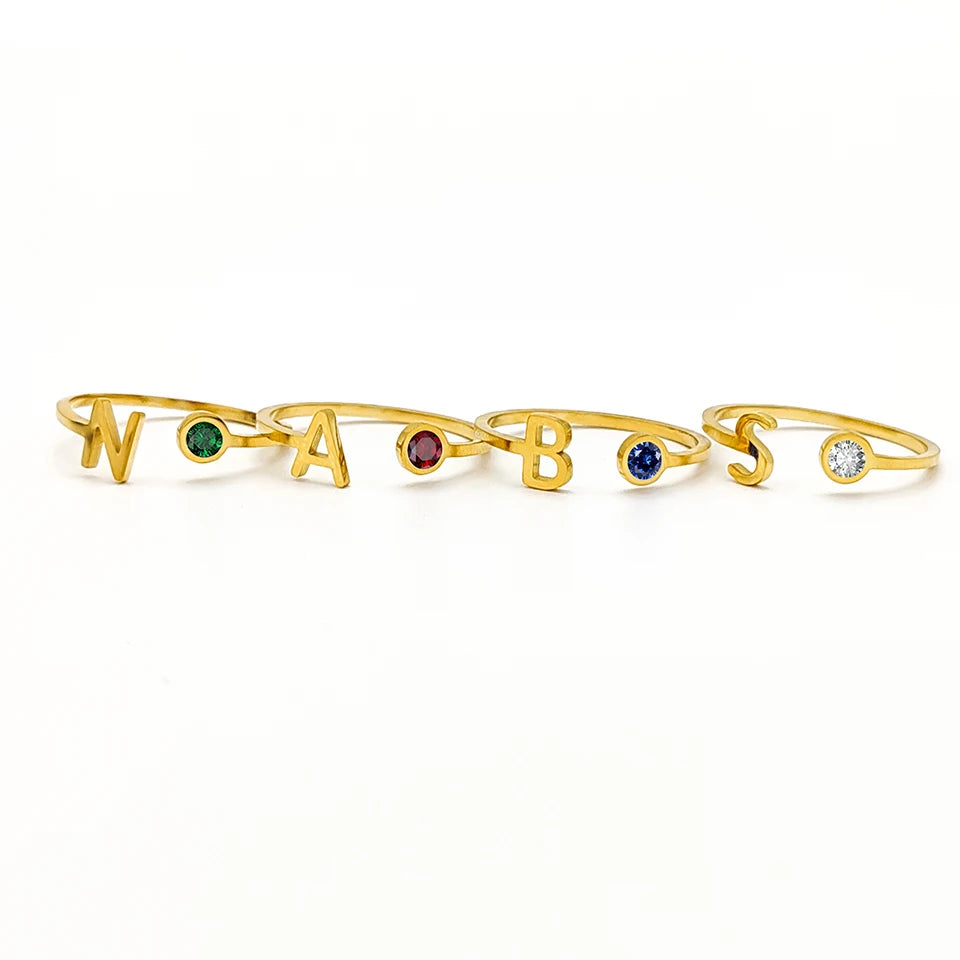 Brea Birthstone Initial Ring