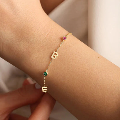 Aiden Personalized Birthstone Letter Custom Bracelet