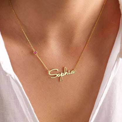 Harper Birthstone Personalized Name Necklace