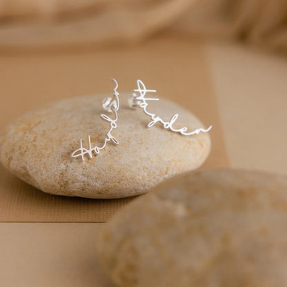 Willow Personalized Name Stud Earrings