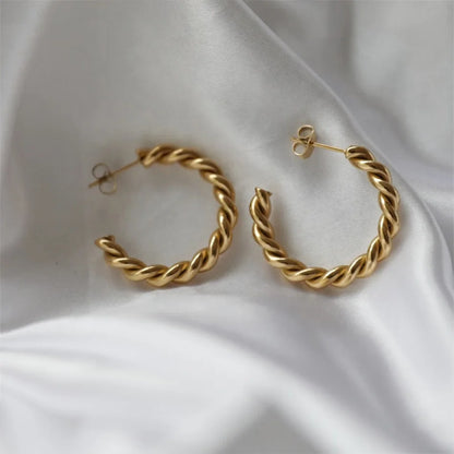 Fiona Vintage Spiral Twist Hoop Earrings