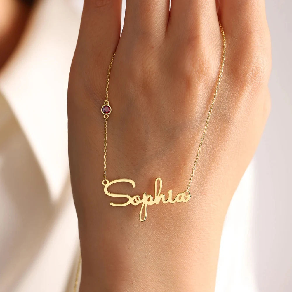 Harper Birthstone Personalized Name Necklace