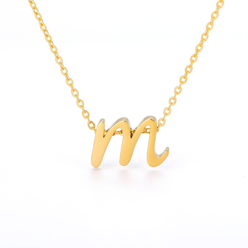 Vintage Tiny Initial Letter Necklace