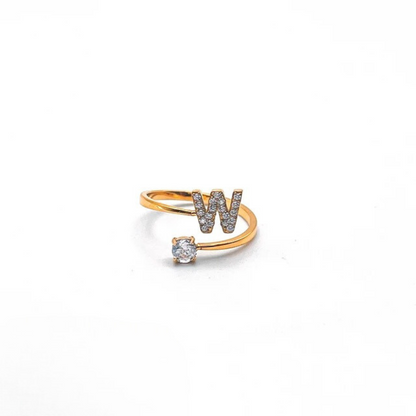 Rose Initial Rhinestone Ring