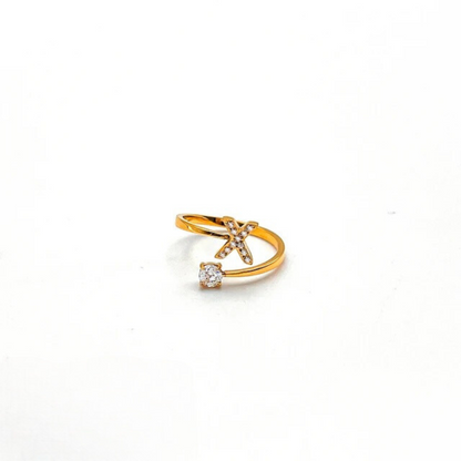 Rose Initial Rhinestone Ring