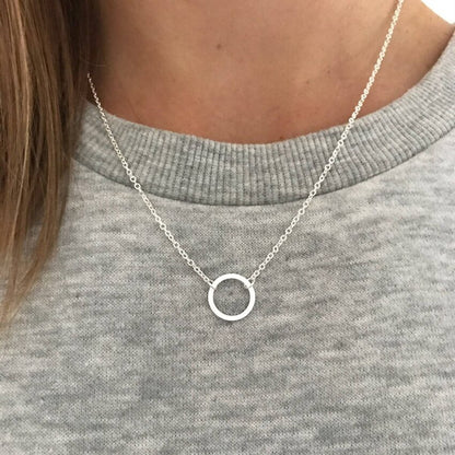 Minimalist Infinity Karma Circle Pendant Necklace